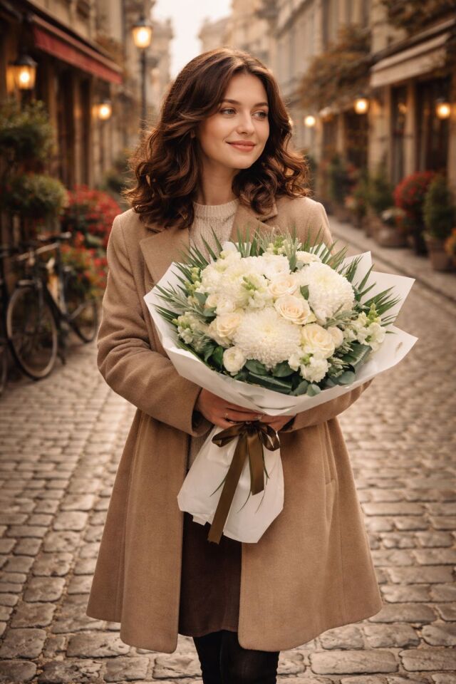Beyaz Gül ve Anastasia Buketi