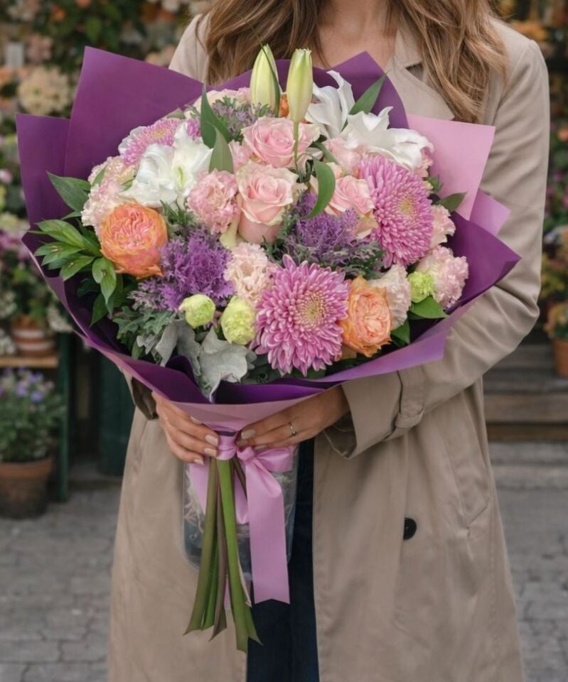 Pembe ve Mor Renkli Buketler