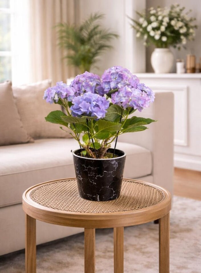 Mor Renk Saksı Ortanca