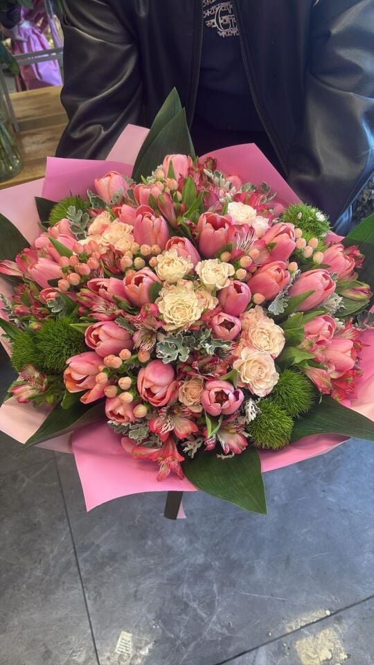 Pembe Lale Gül Buketi