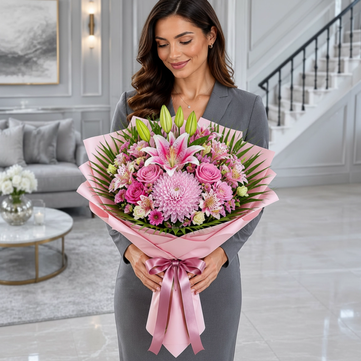 Pembe Lilyum Anastasia Buketi