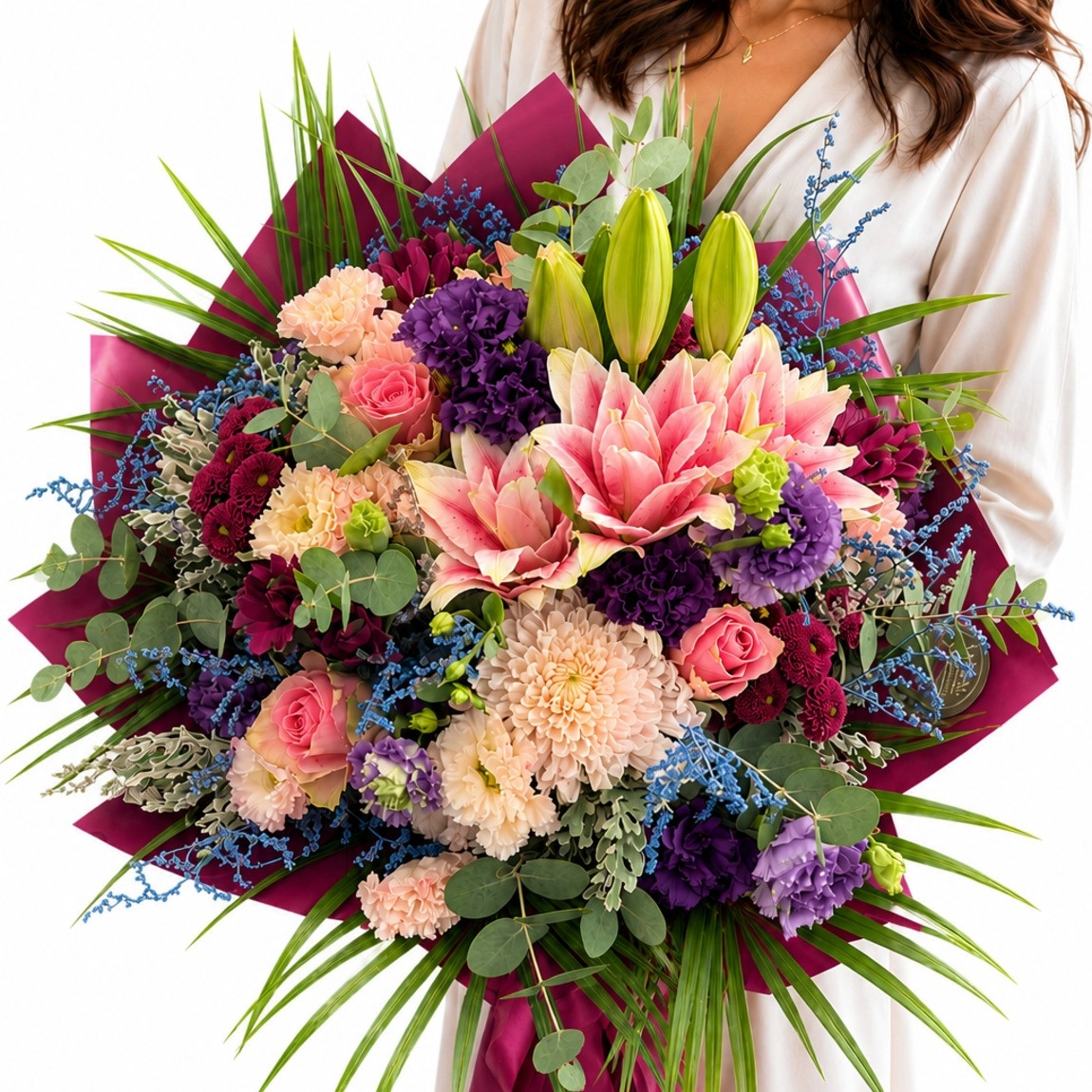 Pembe Mavi  Mor Buket-039