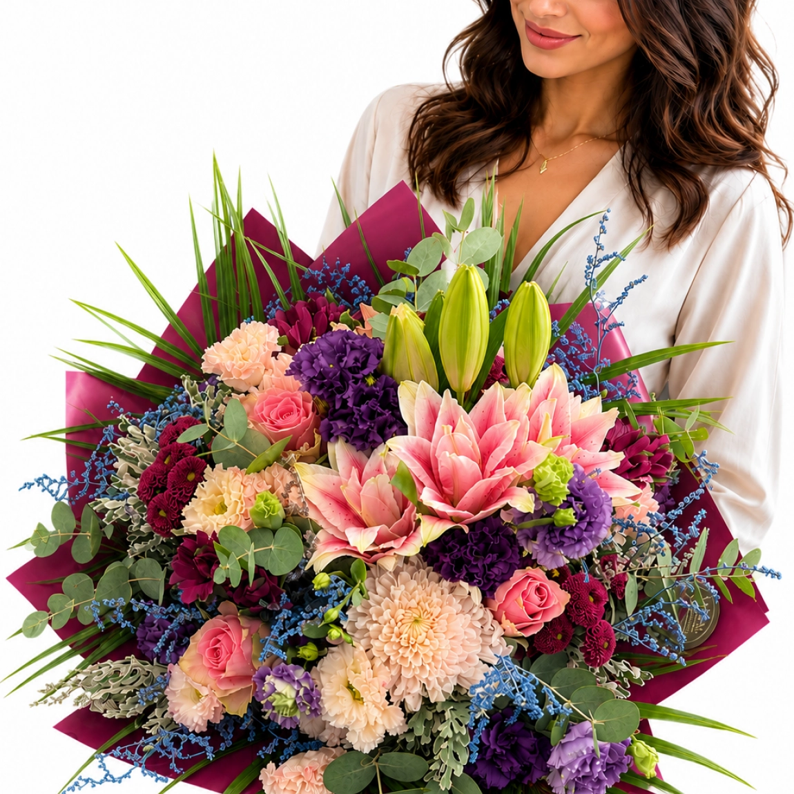 Pembe Mavi  Mor Buket-039